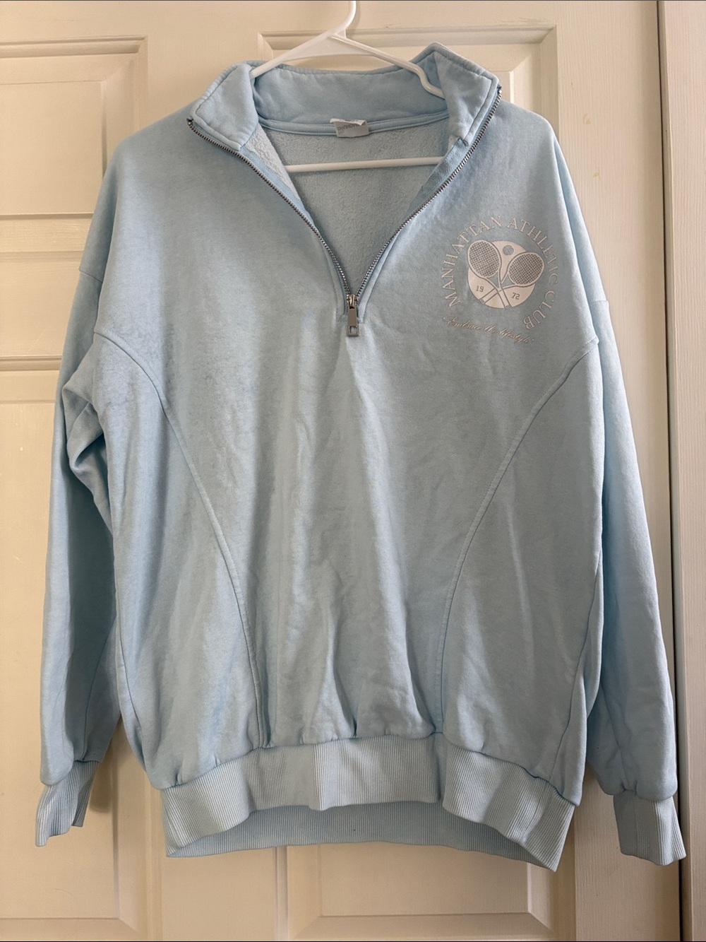 No Boundaries Light Blue Quarter-Zip Pullover Sweatshirt